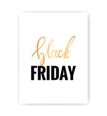 Black Friday card  vector isolated. Discount or special offer price tag on Black Friday sale. Sale label contains hand drawn lettering