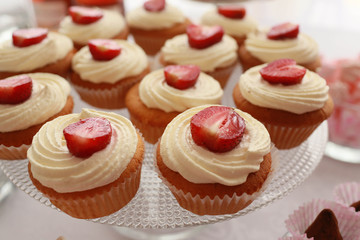very beautiful sweets and cupcakes for wedding candy bar