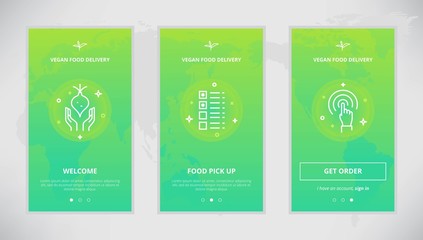 Vegan Food delivery service app screens