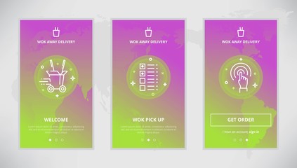 Wok Away delivery service app screens