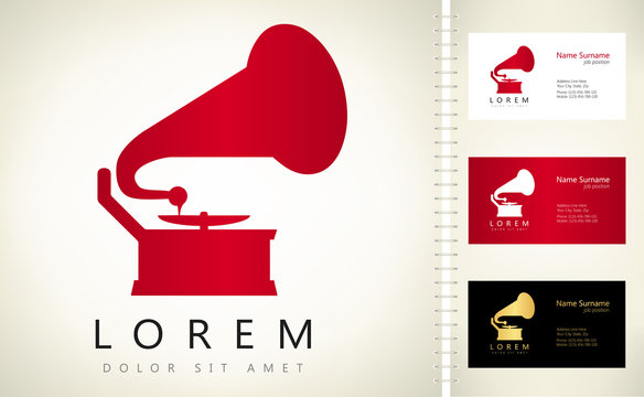 Gramophone silhouette. Phonograph vector.