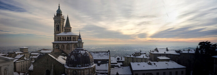 Bergamo Città Alta al ricoperta dalla neve