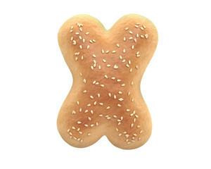 Bagel with sesame seeds font. 