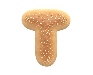 Bagel with sesame seeds font. 