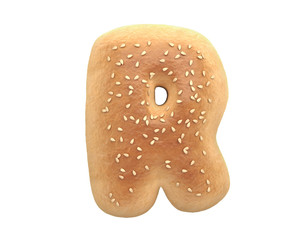 Bagel with sesame seeds font. 