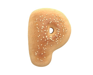 Bagel with sesame seeds font. 