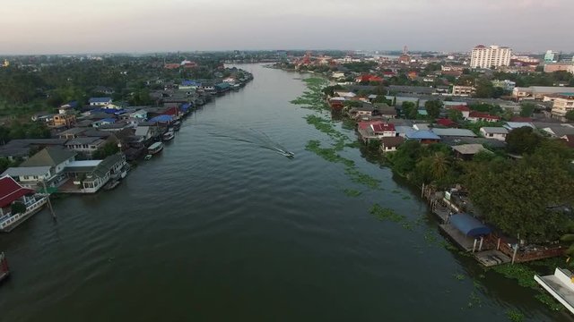 aerial view of koh kred pathum thani out skirt bangkok thailand 