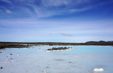 Beautiful  blue water at blue lagoon in Iceland