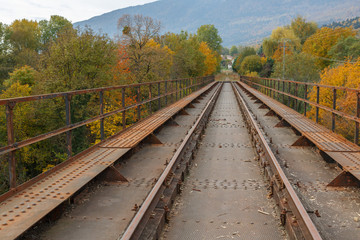 Fototapeta premium Railroad day without people.