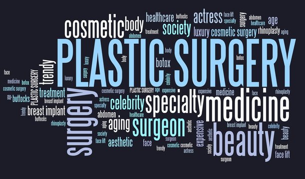 Plastic surgery - word cloud concept tag set