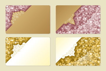 vector set for design gift card, discount card and etc. rose and gold