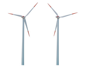 Wind turbine isolated on white background.