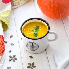 Homemade pumpkin cream soup