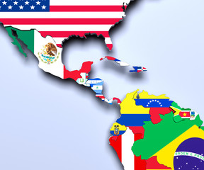 america central map 3d render