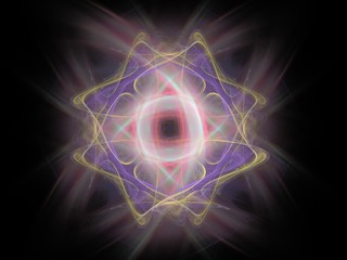 Purple glowing fractal abstract floral pattern