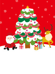 クリスマスツリーとサンタとトナカイ