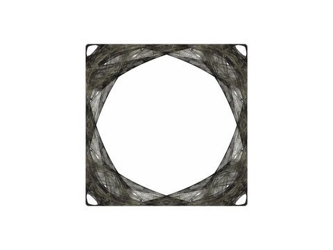 Grey abstract fractal in the form of a square with an empty circle inside
