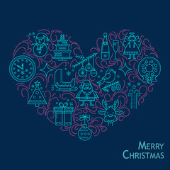 Christmas card in the shape of heart