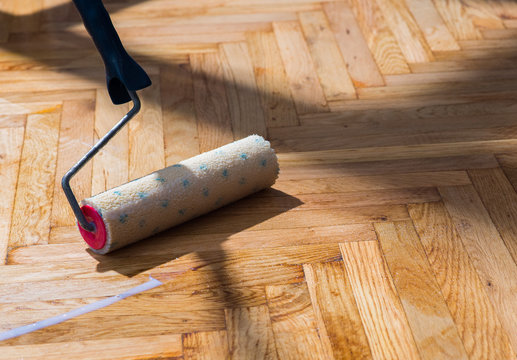 varnished parquet roller