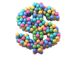 color plastic balls on children's playground font.
