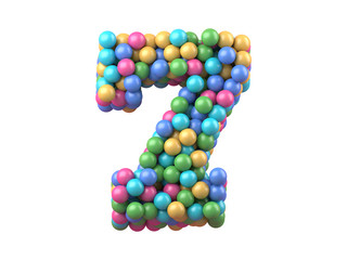 color plastic balls on children's playground font.

