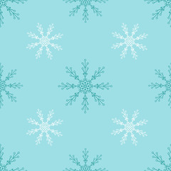 Fototapeta premium Seamless pattern with line snowflakes