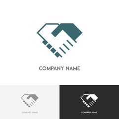 Handshake logo - business partners shake hands with each other simple symbol on the white background