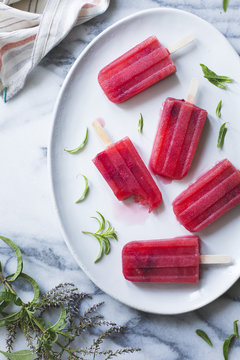 Raspberry lemon verbena popsicles