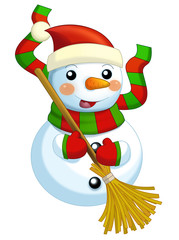 Happy cartoon snowmen - smiling and watching - isolated - illustration for children