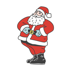Vintage laughing santa claus isolated on white background. Retro illlustration for christmas card or sticker.