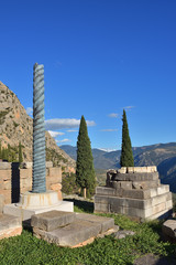 Fototapeta na wymiar The ancient Greek column in Delphi, Greece