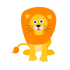 Cute lion vector illustration. Cartoon lion wild safari animal for kid t-shirt prints and apparel.