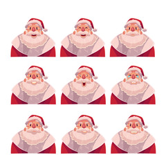 Santa Claus face expressions, set of cartoon vector illustrations isolated on white background. Santa Claus emoji face icons, set of Christmas symbol avatars with different emotions