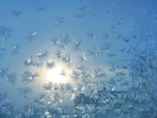 frosty natural pattern and sun