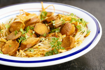 Smoky Cabbage with Tofu Sausage