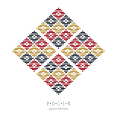 Fototapeta premium Simple illustration. Japanese embroidery style. Combination of Traditional pattern Hanako. Abstract illustration. Simple geometric ornament.