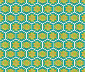 hexagonal abstract floral pattern