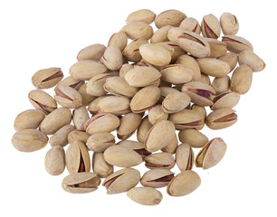 Pistachio nuts on white