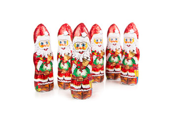 Santa Claus chocolate figures.  xmas decoration