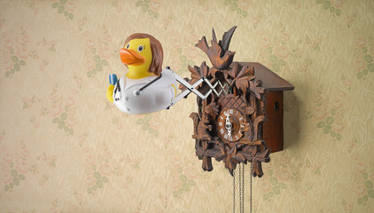 Nurse Rubber Duck coming out of cuckoo clock