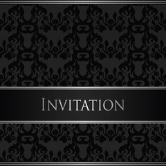 Modern invitation. Vintage seamless wallpaper in a black
