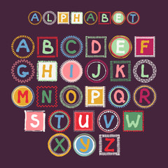 Latin vector alphabet. Abstract grunge letters