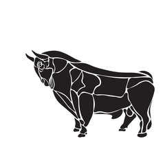 black and white engrave isolated  bull