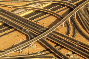 Highway road intersection in Downtown Burj Dubai. UAE