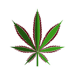 Green cannabis leaf cut out of paper, stylized