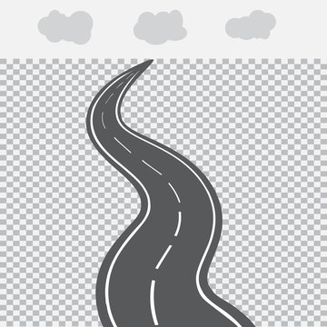 Receding into the distance the road with white markings.  illustration