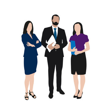 Business people vector illustration. Group of two women and one