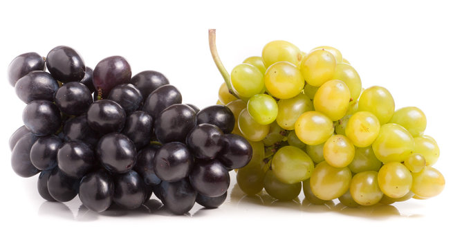bunch of green and blue grape isolated on white background
