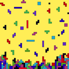 Vector of pixel art with colorful abstract background made of te