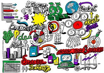 Fototapeta na wymiar Business Idea doodles icons set. Vector illustration.